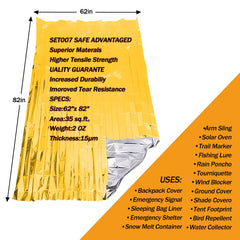 SET007 emergency Mylar blanket vacuum-sealed pouch—compact storage for travel