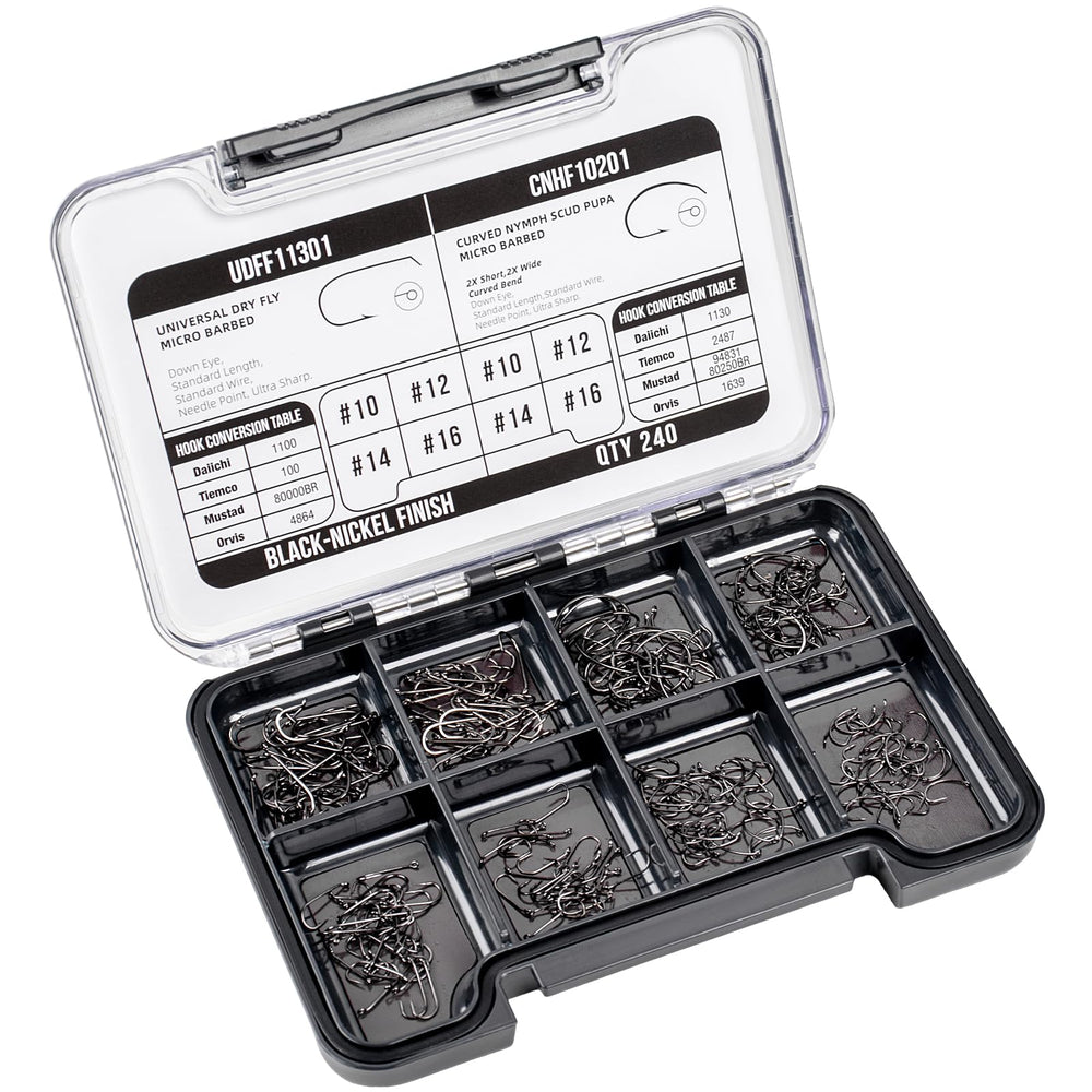 SF 10/12/14/16 fly tying hooks kit assortment in a magnetic box