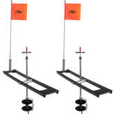 Black ice fishing tip-up foldable with orange flag – image 1
