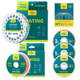 SF fly line kit sky blue 90ft emphasizes long casts in bright water for visibility