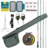 SF Fly Fishing Rod Combo Starter Kit - full kit with rod, case, reel, and accessories