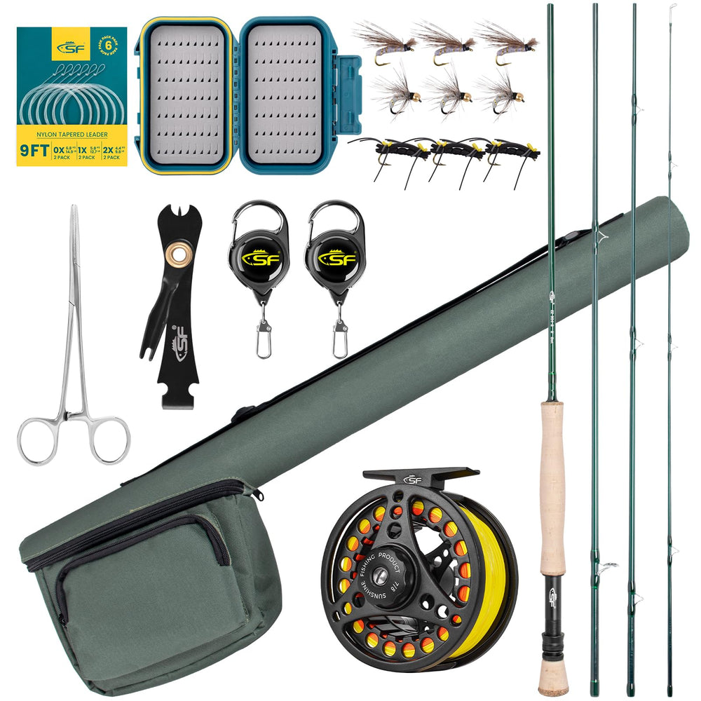 SF fly fishing rod combo 8wt 9ft emerald green carbon fiber rod