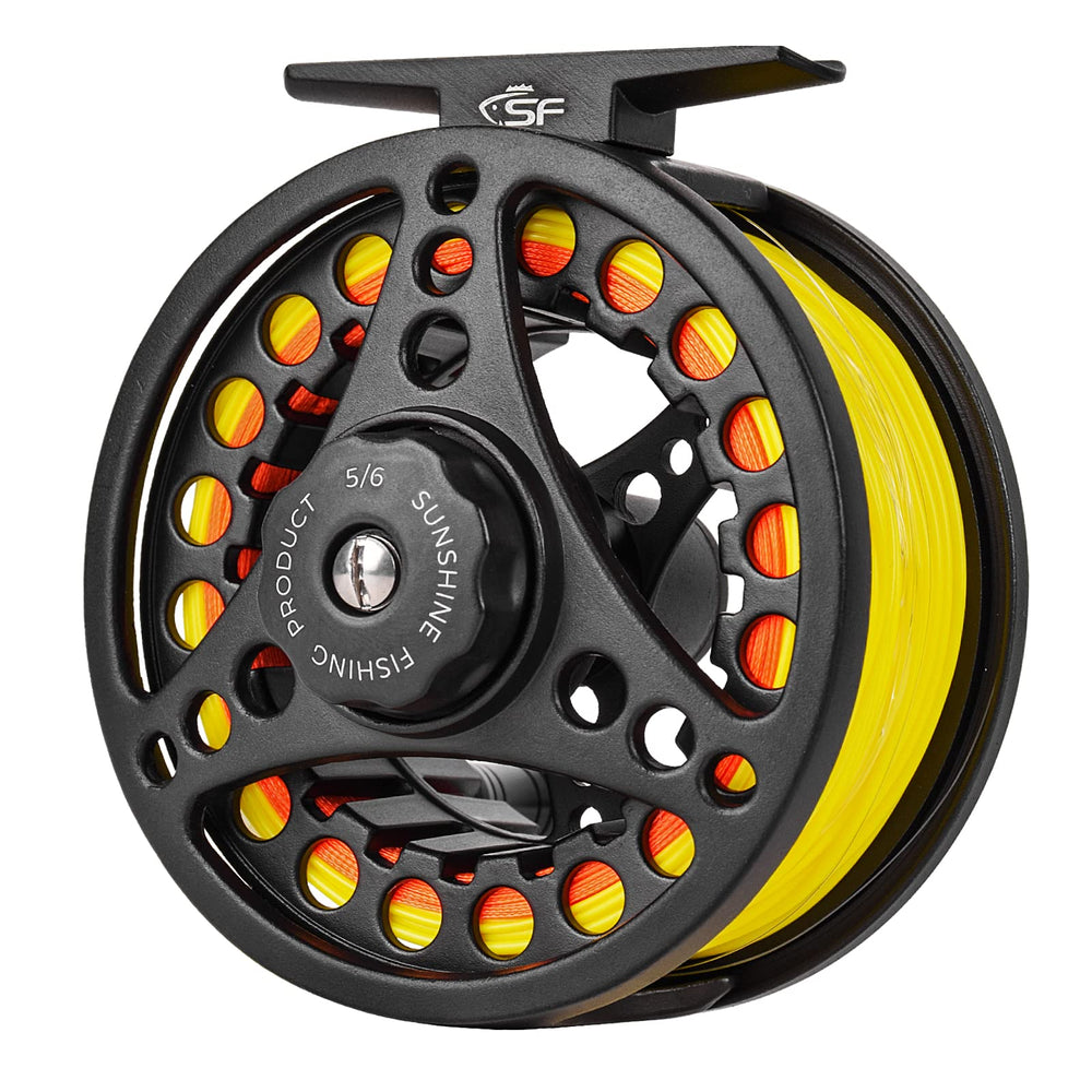 SF large arbor fly reel 5/6wt with matte black die-cast body