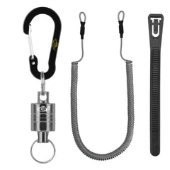 SF Magnetic Release Holder Keychain in gunmetal with net retractor