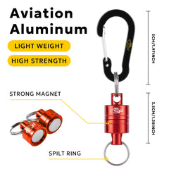 Strong magnet clip securing to fly fishing net