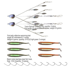 Shad umbrella rig array ready for trolling — 3-arm design