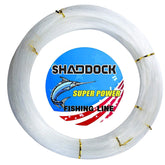 Shaddock Fishing monofilament line clear coil shows 547yds for versatile saltwater and freshwater use