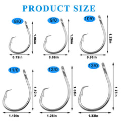Shaddock Stainless steel big game hook emphasizes strength for tuna and sailfish.