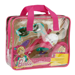 Shakespeare Barbie purse fishing kit shows rod and reel ready for quick, kid-friendly play