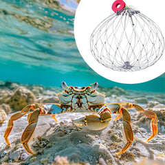 Shakven crab net close-up shows oversized bait pins to improve lure performance.