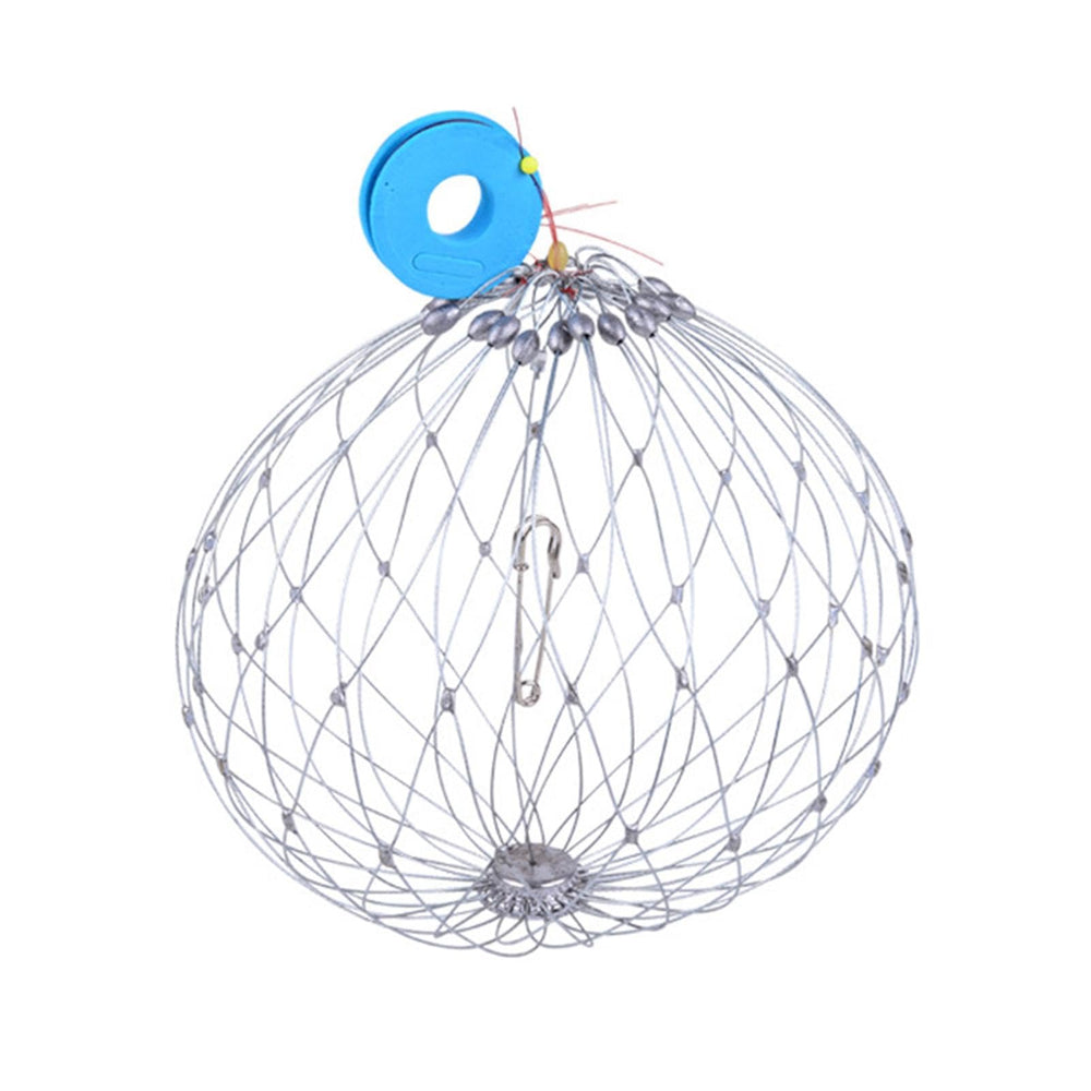 Shakven steel wire crab net with baiting needle attracts fish and shellfish.