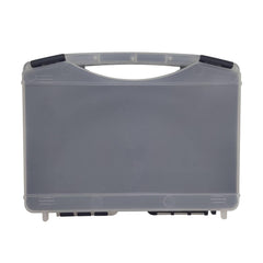 Black travel case with tools and protective foam lining