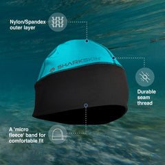 Sharkskin Chillproof Beanie blue interior fleece close-up warmth and moisture management.