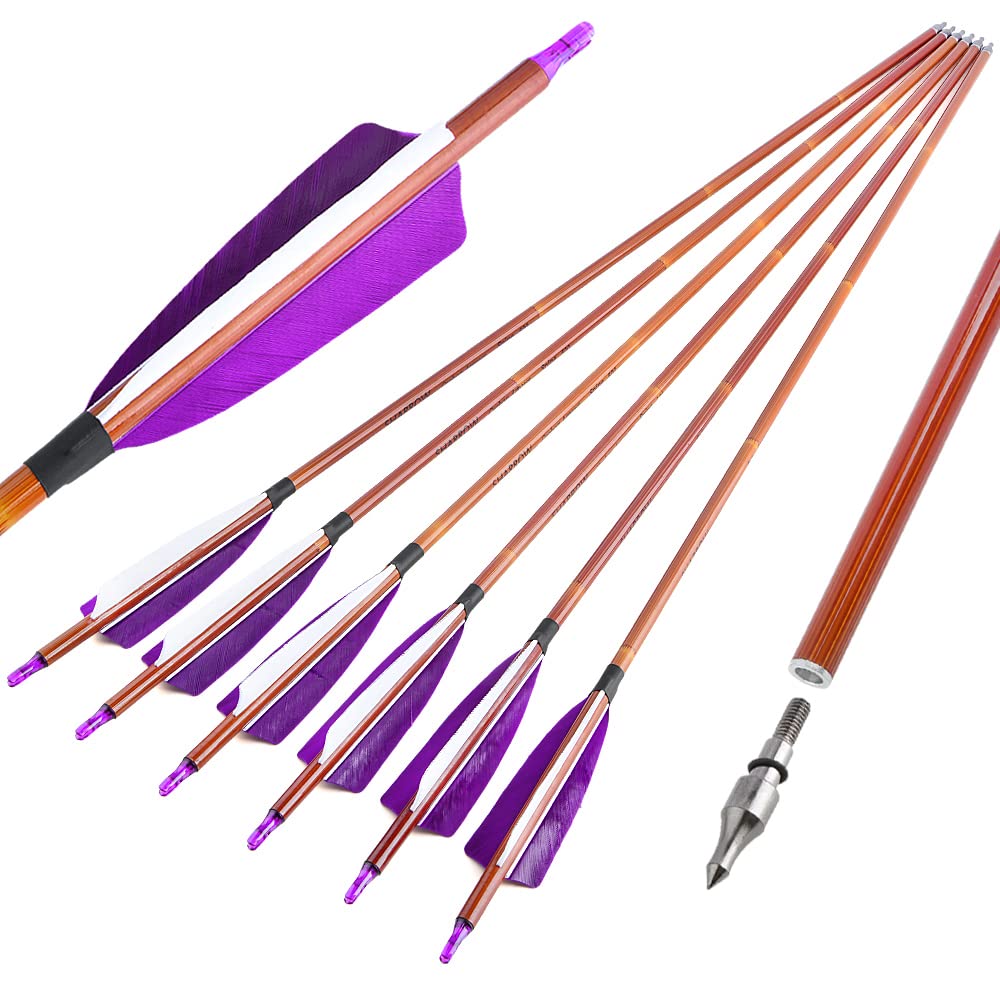 SHARROW 30-inch carbon arrow with bamboo pattern shaft for durable flight.