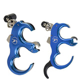 SHARROW bow release aid blue assembly highlights aluminum body for smooth, consistent releases.