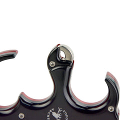 SHARROW bow release aid CNC-machined surface with oxidation finish.