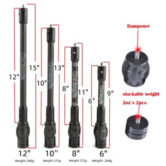 SHARROW bow stabilizer carbon core 8in smooths shots with dampened recoil.