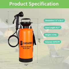 Shcazhcx portable shower with a 360° rotating head enables effortless spray mode changes.