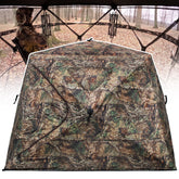 ShedOFF 4-person wide-bottom blind interior with room for two chairs and a tripod.