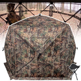 ShedOFF extra-large hunting blind setup shows quick pop-up readiness for dawn hunts