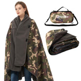 Sheelokhwui 4-in-1 camouflage blanket folded for portable camping warmth.