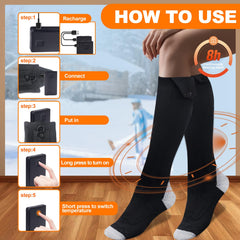 SHEEVONIX heated socks show temperature controls for adjustable warmth