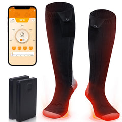 SHEEVONIX heated socks worn outdoors delivering warmth for winter activity