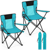 Shellwei 2pc turquoise camping chair with cupholder for convenient outdoor sipping