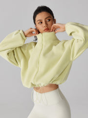 SHELOOKS fleece short jacket stand collar close-up highlights plush warmth