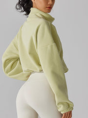 SHELOOKS sherpa crop coat lime-green texture detail demonstrates cozy layering potential