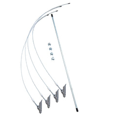 ShelterLogic easy hook anchors securing shelters to grass or soil for reliable stability.
