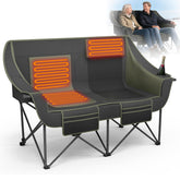 SHIJING heated double camping chair set up outdoors shows spacious comfort and sturdy support
