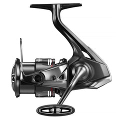 Shimano 3000MHG Vanford spinning reel close-up highlighting smooth winding for finesse fishing