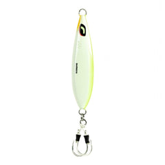 Shimano BF130WFCW chartreuse-white butterfly wing jig with lifelike finish attracts strikes.