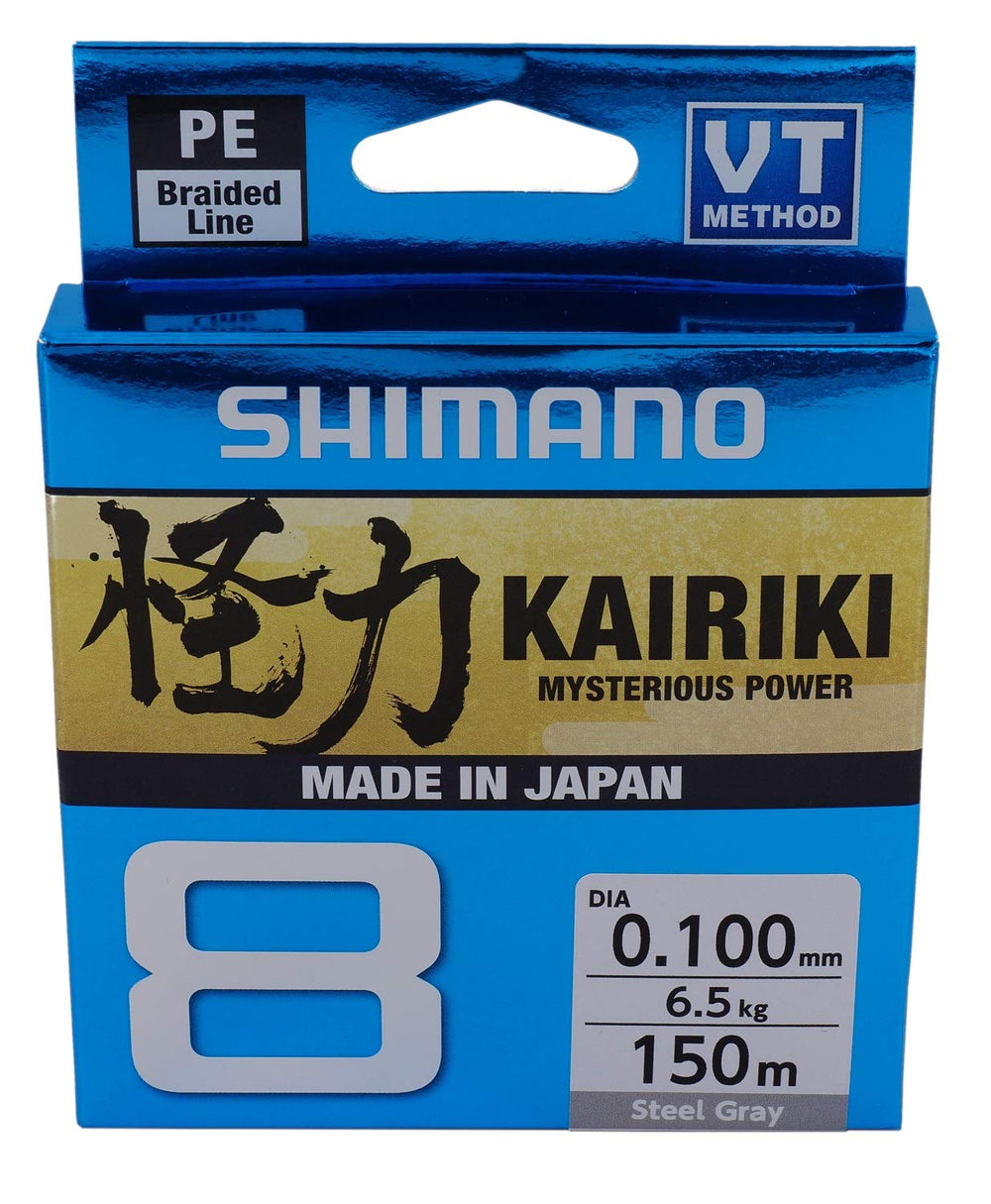 Shimano Line Kairiki 8 grey spool closeup showing smooth coating for precise casts.