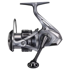 SHIMANO NASCI 2500 reel side view highlighting smooth casting potential.
