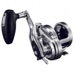 SHIMANO OCEA JIGGER 1500HG body close-up showing rigid HAGANE design for efficient cranking