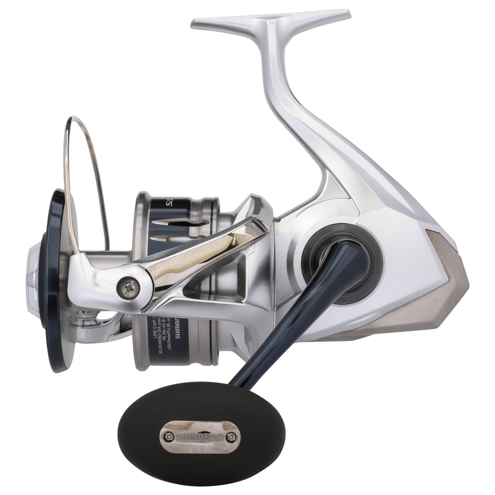 Shimano SARAGOSA SW A 25000 spool enables smooth line retrieval for tough saltwater fishing.