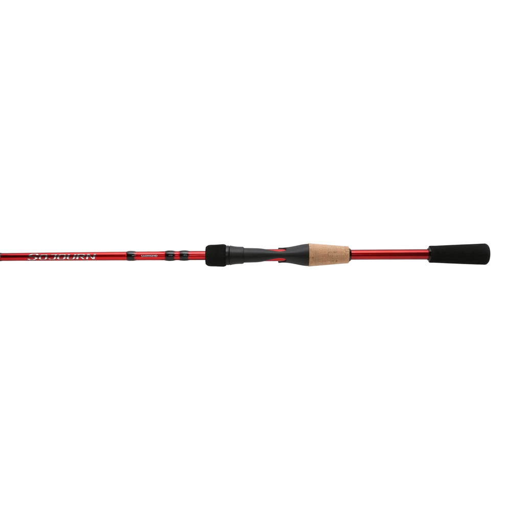 SHIMANO Sojourn spinning rod with exposed reel seat for precise grip and control.