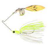 SHIMANO Swagy Strong TW spinnerbait, front view in chart white enhances lure visibility.