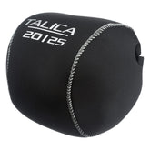 SHIMANO TALICA reel cover showcases soft neoprene protection for reels.