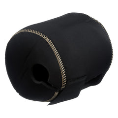 Shimano Tiagra reel cover in shiny black fabric, designed for secure storage.