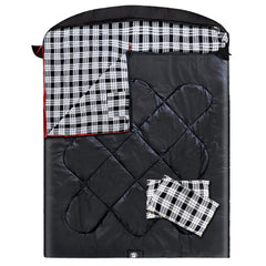 ShinHye double sleeping bag bottom windproof design blocks cold air.
