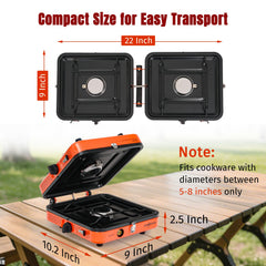 SHINESTAR foldable stove tucked in a compact setup for easy transport.