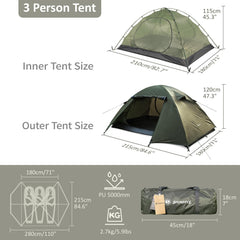 ShinHye backpacking tent rainfly detail highlights double-layer protection against heavy rain