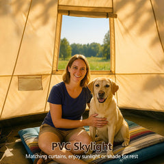 ShinHye Bell Yurt skylight daylight fills the tent with natural light and star visibility.