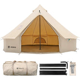 ShinHye canvas bell tent front view showing spacious 3m diameter for family camping