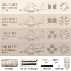 ShinHye canvas bell tent side view with stove jack for on-site cooking outdoors