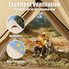 ShinHye canvas bell tent windows with mesh for ventilation and bug protection