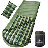ShinHye sleeping bag green outer view showing roomy space for tall adults